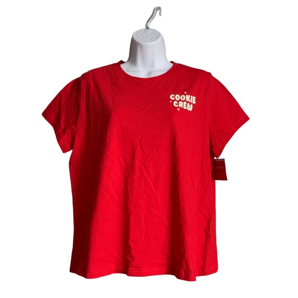 Wondershop Womens Cookie Crew Red Short Sleeve T-Shirt Christmas Top Size Large - Picture 2 of 11